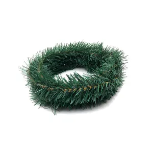 Coiled 5.5m green Christmas tinsel garland for holiday tree and home decoration