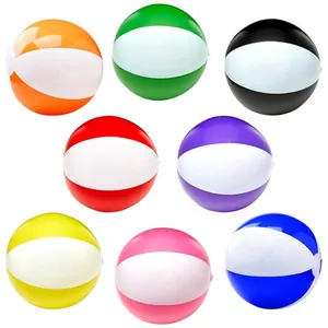 Set of 8 vibrant multi-colored inflatable beach balls for summer outdoor pool and water fun