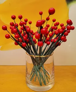 Tiges de Baies de Noël Artificielles Branche de Baies Pailletées Décoration DIY pour Fête à Domicile Couronne Guirlande Ornement