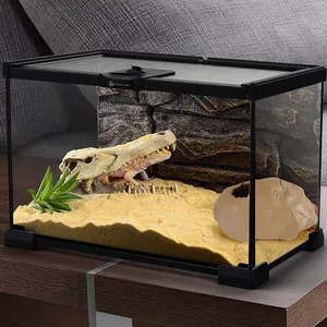 Realistisches Krokodil-Resin-Schädel-Versteck für Terrarien und Aquarien Deko.