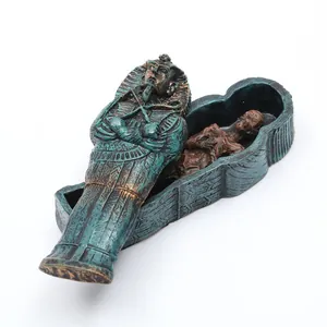 Detaillierter ägyptischer Pharao Sarkophag aus Harz mit Mumienfigur für Aquarien