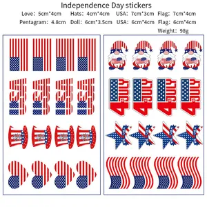 Independence Day temporary tattoo stickers with flag and USA patterns and sizes