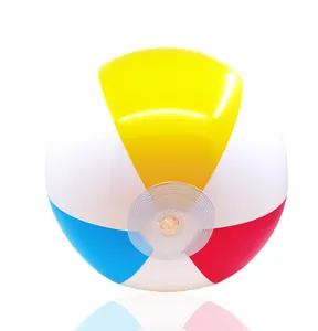 Detailed close-up view of a 40cm colorful inflatable beach ball with vibrant panels.