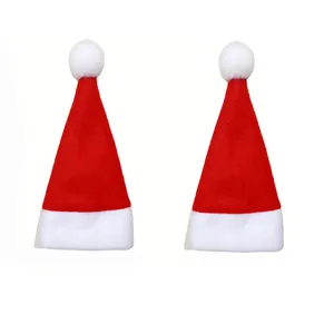 Paire de mini-bonnets de Noël en peluche pour couverts ou décorations de bouteilles de fête