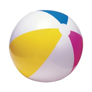 Close-up view of a colorful 40cm inflatable beach ball for pool and beach summer play.