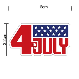 Detailed size guide for 4th of July Independence Day themed temporary tattoo sticker