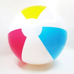 Colorful 40cm inflatable beach ball with vibrant yellow, blue, and pink panels