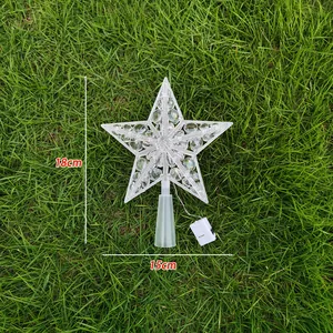 Detaillierte Ansicht des 18 cm hohlen, leuchtenden Weihnachtsstern-Baumkronen-Top.