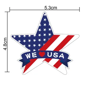 USA Independence Day star sticker with dimensions 5.3cm x 4.8cm for party decor