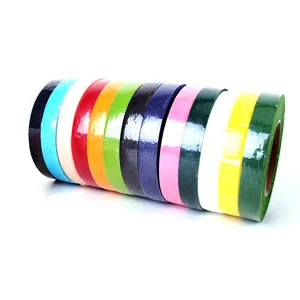Close-up of vibrant colorful floral tape rolls for DIY flower stem wrapping and craft.