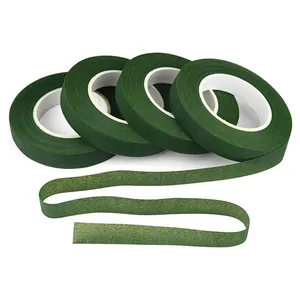 Set of 4 dark green floral tape rolls with texture detail for DIY bouquet wrapping