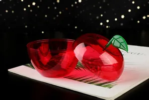 Detailed macro view of a creative red translucent apple-shaped Christmas gift box