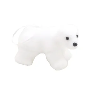 Cute white fuzzy polar bear ornament for Christmas tree decoration with hanging loop