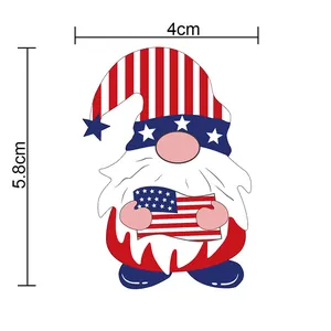 Patriotic American Independence Day gnome tattoo sticker showing 4cm x 5.8cm dimensions