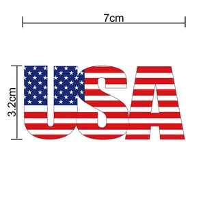 USA flag letter temporary tattoo sticker, 7x3.2cm, for Independence Day decor