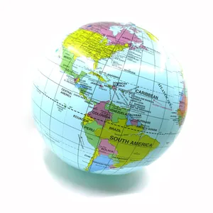 40cm inflatable globe beach ball showing detailed map of South America and Caribbean.