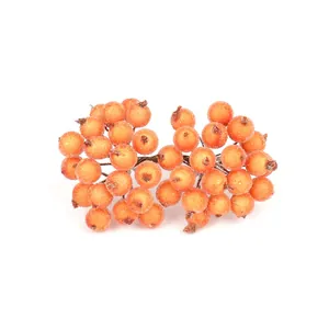 Gedetailleerde weergave van bevroren oranje schuimbessen voor DIY kerstkrans accessoires