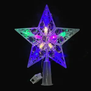 Detailansicht der hohlen LED-Weihnachtsbaumspitze mit bunten leuchtenden Lichtern