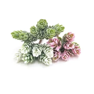Artificial Pine Cone Pineapple Grass Bouquet 6 Heads Frosted Flocking Soft PVC Plant For Christmas Home Decor Photo Props