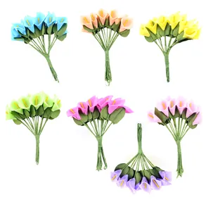 Mini Artificial Calla Lily PU Foam Flowers For Wedding Gift Box Home Decor Photography Simulation Floral Decorative Bunch