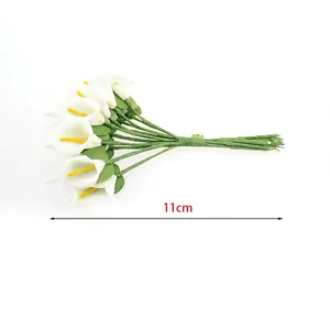 Detail view of 11cm mini PU artificial Calla Lily bouquet for wedding and home decor