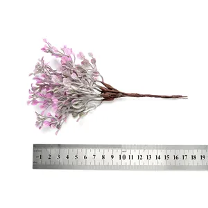 Measurement detail of artificial purple heart-leaf bouquet, length approx 18.5cm