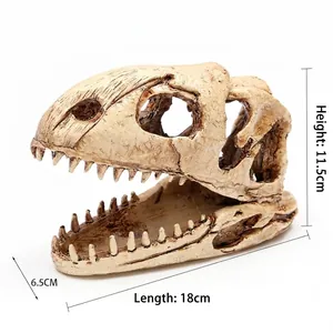 Dinosaurier-Schädel Aquarium-Deko Maßdiagramm mit Höhen- und Längenangaben