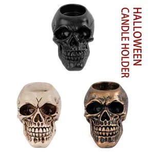 Halloween Resin Skull Ashtray Candle Holder Gothic Skeleton Head Figurine Retro Home Decor Office Ornament Tabletop Statue