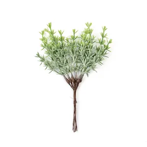 Close-up macro detail of artificial green peanut grass bouquet for home decoration
