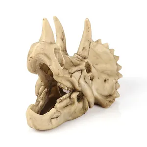 Ornamento de Resina de Esqueleto de Cráneo de Dinosaurio Triceratops Realista Muestra de Fósil Decoración para Acuario Halloween Paisajismo Hogar