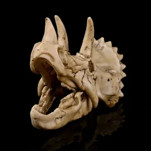 Fósil de cráneo de Triceratops de resina para decoración de acuarios y Halloween.