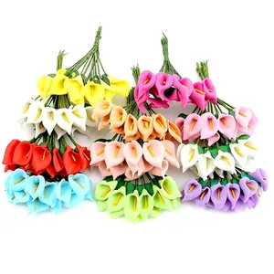 Colorful mini PU Calla Lily artificial flowers bundle for wedding gift and home decoration