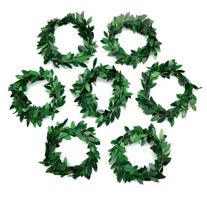 High-quality artificial green leaf napkin rings for Christmas and wedding table decor