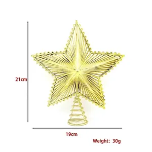 Detailed view of gold Christmas tree topper star with 21cm height and 19cm width