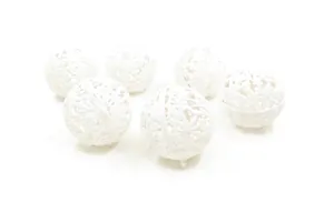 Set of 6 white hollow glitter Christmas ball ornaments for festive tree decorations