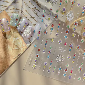 Detailed macro shot of luxury jelly gemstone nail stickers featuring vibrant colors