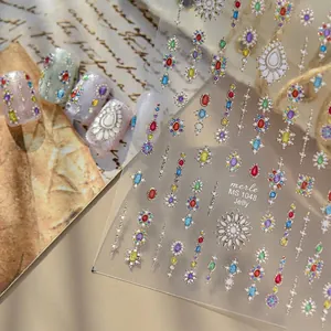 3D Jelly Gemstone Nail Stickers Embossed Colored Jewelry Design Nail Art Decals For Women DIY Manicure Daily Party Decor