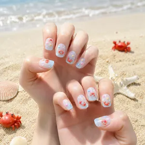 Mignons autocollants à ongles 3D sur le thème de l'océan avec motifs de crabes pour enfants