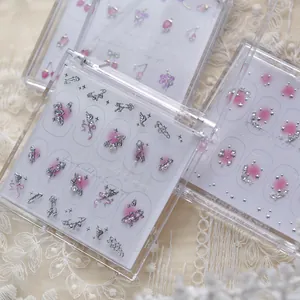 Coffret de bijoux nail art 3D de luxe avec breloques métalliques et strass en boîtes