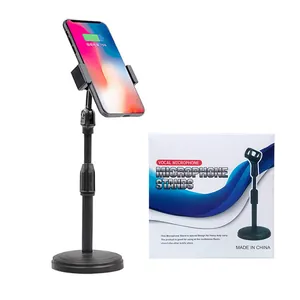 Desktop phone stand with weighted base and flexible rotation for live streaming and recording.