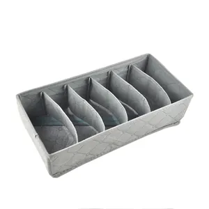 Organisateur de tiroir en tissu non tissé gris, boîte de rangement sous-vêtements et chaussettes.