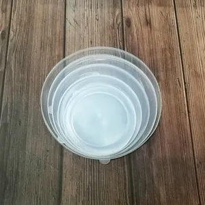 Set of clear silicone stretch lids, reusable food covers for bowls and containers.