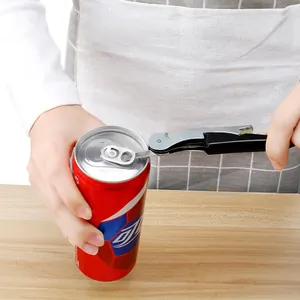 Multifunctional waiter corkscrew bottle opener for wine beer and cans stainless steel tool.