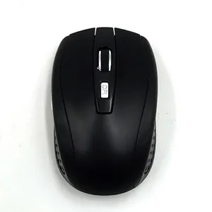 Wireless mouse for laptop and office use, ergonomic black design with DPI adjustment button.