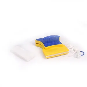 Double-sided magnetic window cleaner, double glass wiper tool for home and office cleaning.