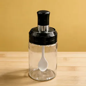 Barattolo per condimenti in vetro con cucchiaio integrato nel coperchio cucina