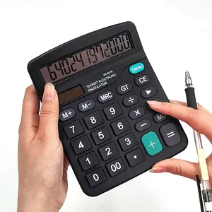 Calculadora de escritorio electrónica de 12 dígitos gran pantalla solar doble energía.