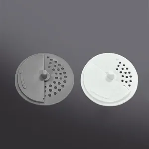 Vue détaillée de la passoire d'évier en plastique, filtre anti-obstruction en deux couleurs.