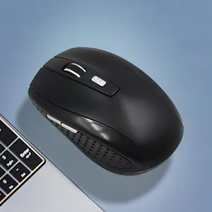 Ergonomic wireless mouse detail showing DPI button, smooth scroll wheel and modern design.