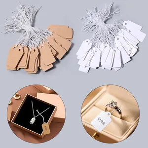 Blank Jewelry Price Tags With String Kraft White Paper Hang Tags For Jewelry Marking DIY Price Label Tags